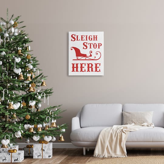 Stupell Industries Sleigh Stop Here Christmas Landing Sign Canvas Wall Art
